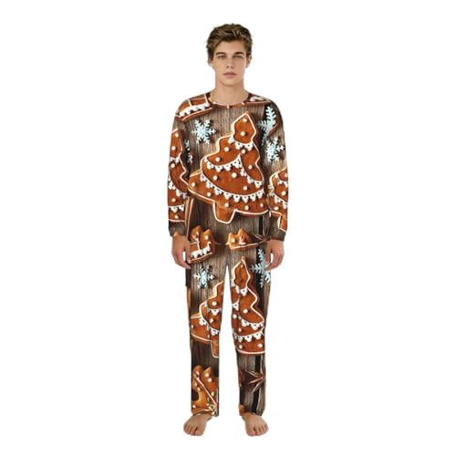 Pyjama manches longues homme en tissu doux imprimé pain d'épices