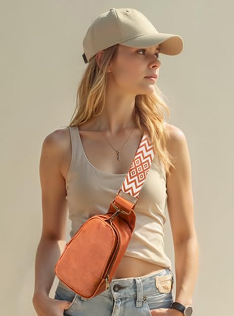 PU Leather Sling Bag for Women | Small Crossbody Bags for Women - Sling Backpack Crossbody Purse Shoulder Chest Bag Suitable for Travel, Weekend Vacations, Daily Use (Brown)2