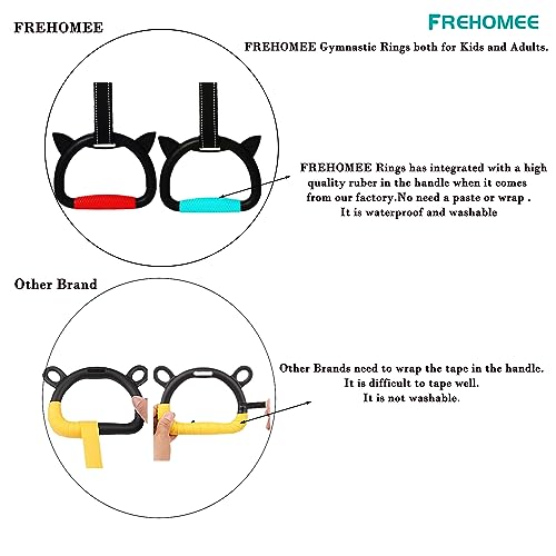 FREHOMEE New Professional Gymnastic Rings,Both for Adults and Kids,Support 550 LBS,Home Fitness Equipment,Indoor and Outdoor Pull-up Bar for Stretching and Height Increase,with Adjustable Straps - Image 2