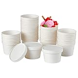 50pack 16oz Paper Soup Containers with Lids, Disposable Kraft Paper Food Cups, Ice Cream Cups, Paper...
