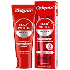 Colgate Dentifricio Sbiancante Max White Ultra Active Foam 50 ml I Denti Più Bianchi in Soli 3 Giorni * I Azione Ossigenata ad Assorbimento Profondo I Clinicamente Testato I Sbiancamento denti