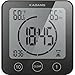 [Newest Version] KADAMS Digital Clock Timer with Alarm, Waterproof for Water Spray for Bathroom Shower Kitchen, Touch Screen Timer, Temperature Humidity Display, Suction Cup Hanging Hole Stand - BLACK