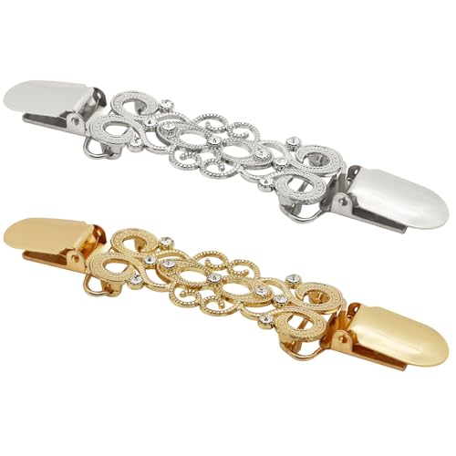 GUMOTCY 2 Pcs Waist Cincher & Shirt Clip Retro Dress Cinch Clips for Shawl Cardigan Sweater Clothes&Pant Tightener Clip(Classic Gold and Sliver)