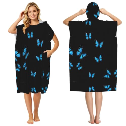 Poncho microfibre léger et absorbant avec capuche imprimé papillon - 2