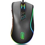 HIRALIY F300 Gaming Mouse Wired 10,000 DPI Adjustable with 16.8 Million Chroma RGB Color 12 Backlit Modes 7 Programmable Buttons PMW3325 Optical Gaming Sensor [Newest Version]