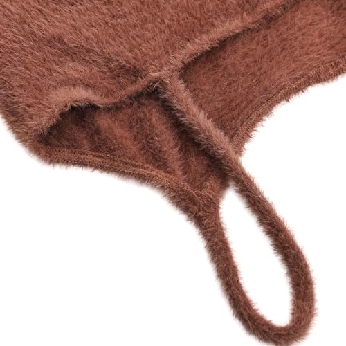 Image of Amazhiyu Women's Fuzzy Cropped Tank Top Sweater-Knit Scoop Neck Crop Cami