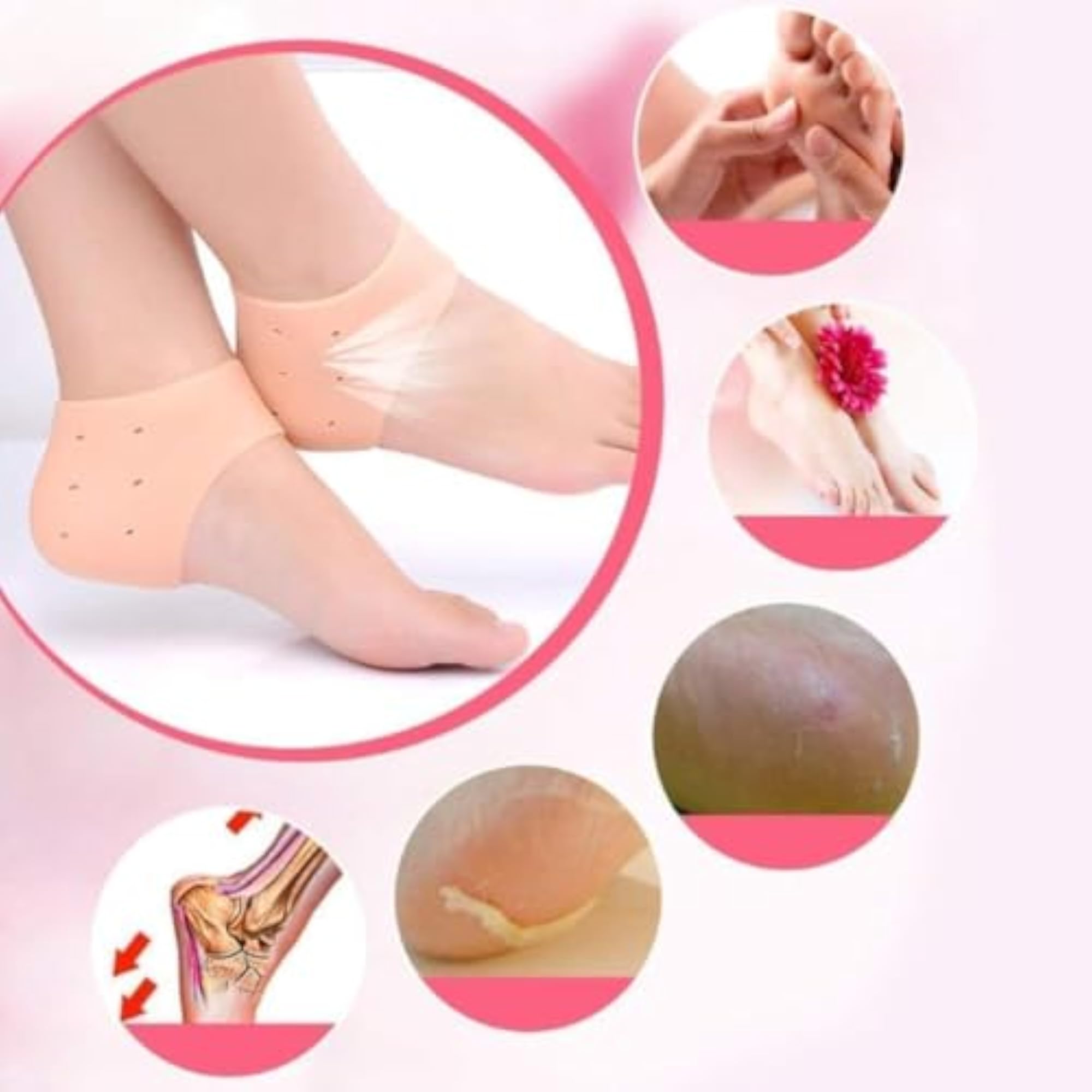 Silicone Gel Heel Pad Socks for Pain Relief