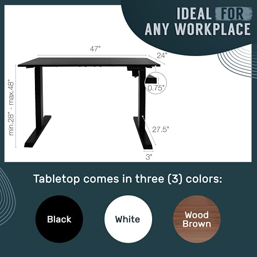 Image of TechOrbits 47 Inch Electric Standing Desk Frame with Tabletop - Motorized Workstation Two Leg Stand Up Desk with Memory Settings and Telescopic Sit Stand Height Adjustment (Black Frame /Wood Brown Top