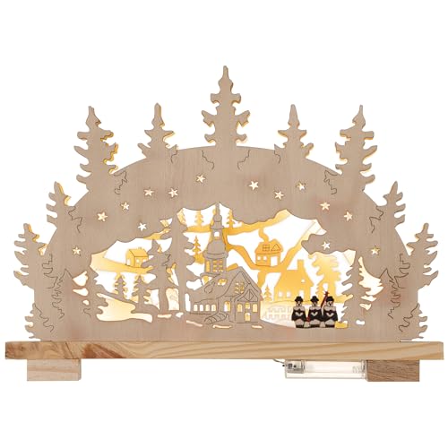 Nipach GmbH Schwibbogen aus Holz 10 LED Lichterbogen Winterlandschaft...