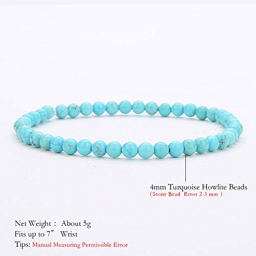 Balibali 4Mm Mini Gemstone Energy Bracelets Tiny Turquoise Howlite Bracelet Natural Stone Statement Bracelet Charm Beaded Couples Bracelets #TOP3