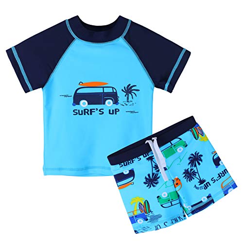 HUAANIUE Baby Toddler Boy Swimsuit Rashguard Set Swimwear Blue 1-2 T