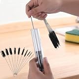 10-Piece Test Tube Brush Set, Nylon Stainless Steel Cleaning Brushes for Laboratory, Bottles, and Narrow Containers, Flexible and Long-Lasting