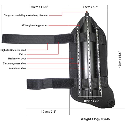 Shindn Lightweight Aluminum Alloy Shield with Glass Breaker, Multifunctional Arm Shield, Home and Camping Safety Defense Tool(Black Left arm Shield)