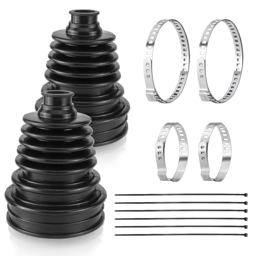 Universal Silikon Achsmanschette Reparatursatz (2 Stück), Zuschneidbare Antriebswellen Manschette für 19–24 mm Wellen, Staubdichtes Faltenbalg Set mit Edelstahl-Schellen & Kabelbindern Schwarz