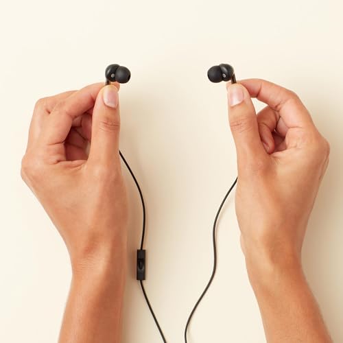 Image of Amazon Basics Wired Earbuds with Microphone, in Ear Headphones, 3.5mm Jack, 2 Pack