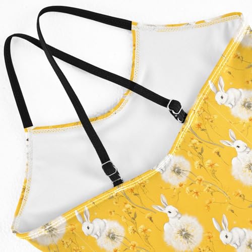 senya Girls Swimsuits One-Piece Swimwear Tie Bathing Suit Beach Summer Round Neck 7-8T Dandelion Rabbit Pattern4