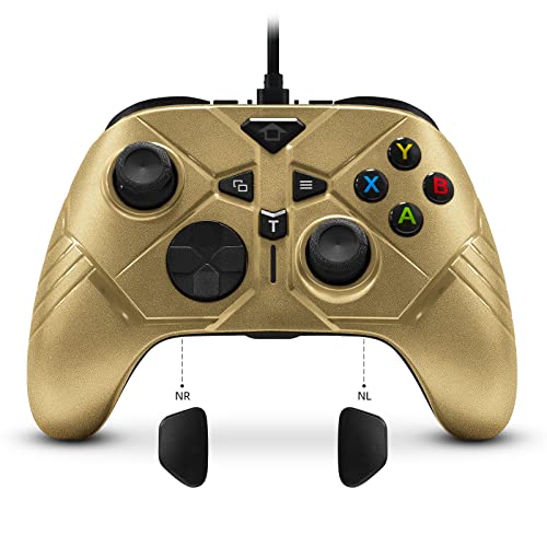 SAMINRA Wired Controller für Xbox One, Kabelgebundener Xbox One Controller Gamepad, Dual Vibration USB Game Controller Kompatibel mit Xbox One/One X/One S/One Series X/S /Elite/PC (Gold) Cover