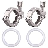 GOVALVE Sanitary Stainless Steel Tri-Clamp - Heavy Duty Sanitary Clamp with Wing Nut for Ferrule TC (50.5mm) with Silicone Gaskets Pack of 2