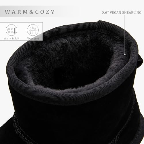 BlackTwig Women Winter Snow Boots Suede Mini Boots with Fur Lined Slip On Anti-Slip Comfort Ankle Boots for Women4