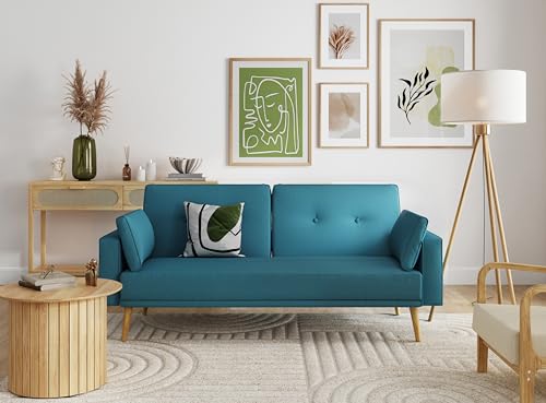 UsineStreet Sofa, skandinavisch, ausziehbar, 3-Sitzer aus Stoff – Farbe – Blau