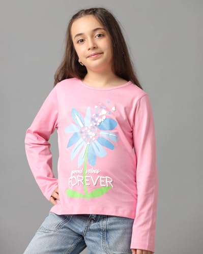 Image of Under Fourteen Only Girls Cotton Tops Collection - Round Neck, Crop Top, Full & Half Sleeve, Drop Shoulder, Ruffle Sleeve, Graphic Printed, Embroidered & Slub Knit Styles