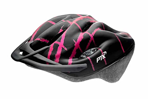 PTK Capacete Ciclismo Adulto Ajustável (56-61cm) Preto e Rosa com...