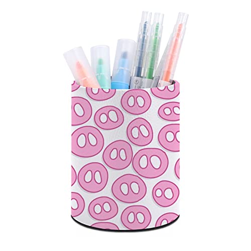 JUZGTSIT Stifthalter mit niedlicher Schweineschnauze, PU-Leder, Stiftebecher, Schreibtisch-Organizer, Make-up-Pinselhalter für Zuhause und Büro