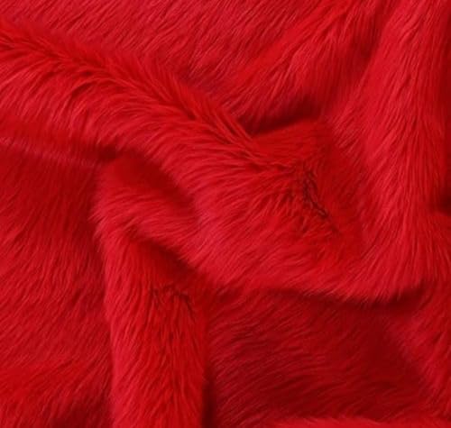 Image of Prokart Soft Faux Fur Fabric Cloth - 60 Inch Wide Pana | Fur Fabric Decorative Cloth for Crafting Soft Toys, Fancy Dress, Baby Photoshoot, Wedding Mandap & Party Decor (Red, 1 Mtr)