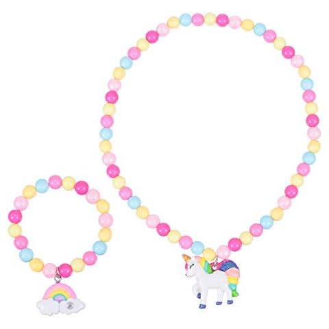 Pulseras y collar de unicornio arcoíris Amosfun Cover