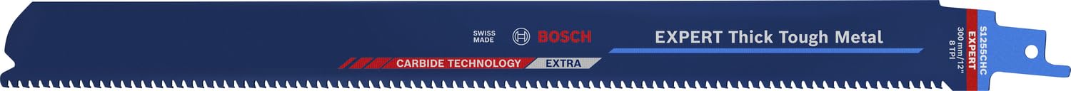Bosch Professional 1x Hoja de sierra sable Expert `Thick Tough Metal` S 1255 CHC (para Acero resistente, Hierro fundido, Longitud 300 mm, accesorios Sierra sable)