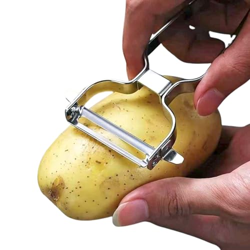 CHEFZOCO Pelador de Patatas, Verduras, Frutas, Manzanas, Zanahorias, Pelador de Acero Inoxidable, Utensilios de Cocina, 15 cm, acero inox