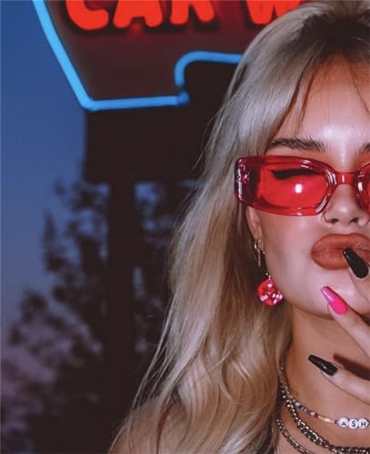 Image of ADE WU Rectangle Sunglasses for Women Men Retro 90s Sunglasses Trendy Black Tortoise Shell Glasses Y2K