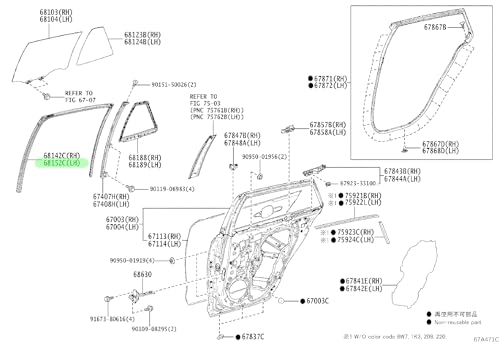 TOYOTA (g^) i RUN RR DOOR GLASS LHhAKX  LHi 68152-12280