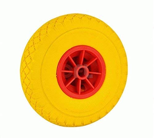 Ruota per carrello "piena" gialla cerchio in plastica senza cuscinetti - mm 20