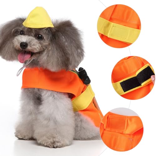 Disfraz de ingeniero para perro tamaño M color naranja miniatura 5