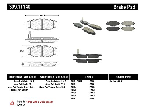 Stoptech 309.11140 Sport Brake Pads With Shims And Hardware #TOP2