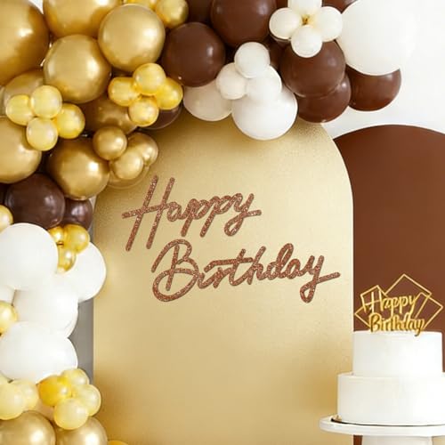 TONIFUL Happy Birthday Sign for Backdrop - Glitter Brown Felt Banner - Includes Dot Glue - Perfect for Birthday Party Backdrop,Wall Decr,Balloon Arch,Photo Background