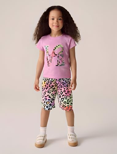 Image of Kid Toddler Girl Butterfly Printed Short Sleeve T-Shirt + Waist Shorts Set 2PC Clothing For Summer
