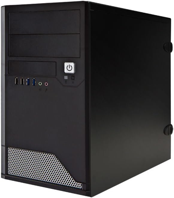 InWin EM048 Mini Tower Chassis-Configured up to 7 Drive Bays-Supports Micro-ATX-TAC 2.0 Thermal Solution-Auxiliary Cooling Fan-Front Ports Include USB 3.0 x2, USB 2.0 x2, HD Audio (EM048.CQ450TB3) - 8
