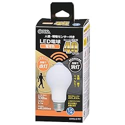 オーム電機 LED電球 E26 40形相当 人感明暗センサー付 電球色 人感センサー 40ワット相当 自動点灯 玄関 トイレ 廊下 階段 LDA5L-G R51 06-4463 OHM