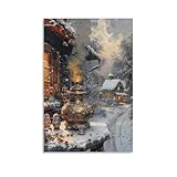 VFVFTFDS Moskau Winter-Samowar Leinwandposter, Wandkunst, Dekordruck, Bild Gemälde für Wohnzimmer, Schlafzimmer, Dekoration, 60 x 90 cm