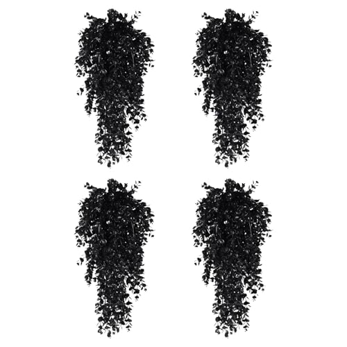 zarcillos negros de Halloween | 4 piezas planta de zarcillo | Planta resistente a los rayos UV, planta de 76,2 cm para interior y exterior, boda, Halloween, jardín, hogar, terraza, De