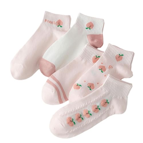 5 pairs - pure cotton girls autumn and winter simple personality short boat socks