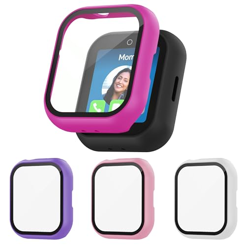Tiorecime Case for SyncUP Kids Watch 2 with Tempered Glass Screen Protector Shockproof Hard PC Bumper Protective Cover Compatible with SyncUP Kids Watch 2 (Pink/Purple/Rose Pink/White)