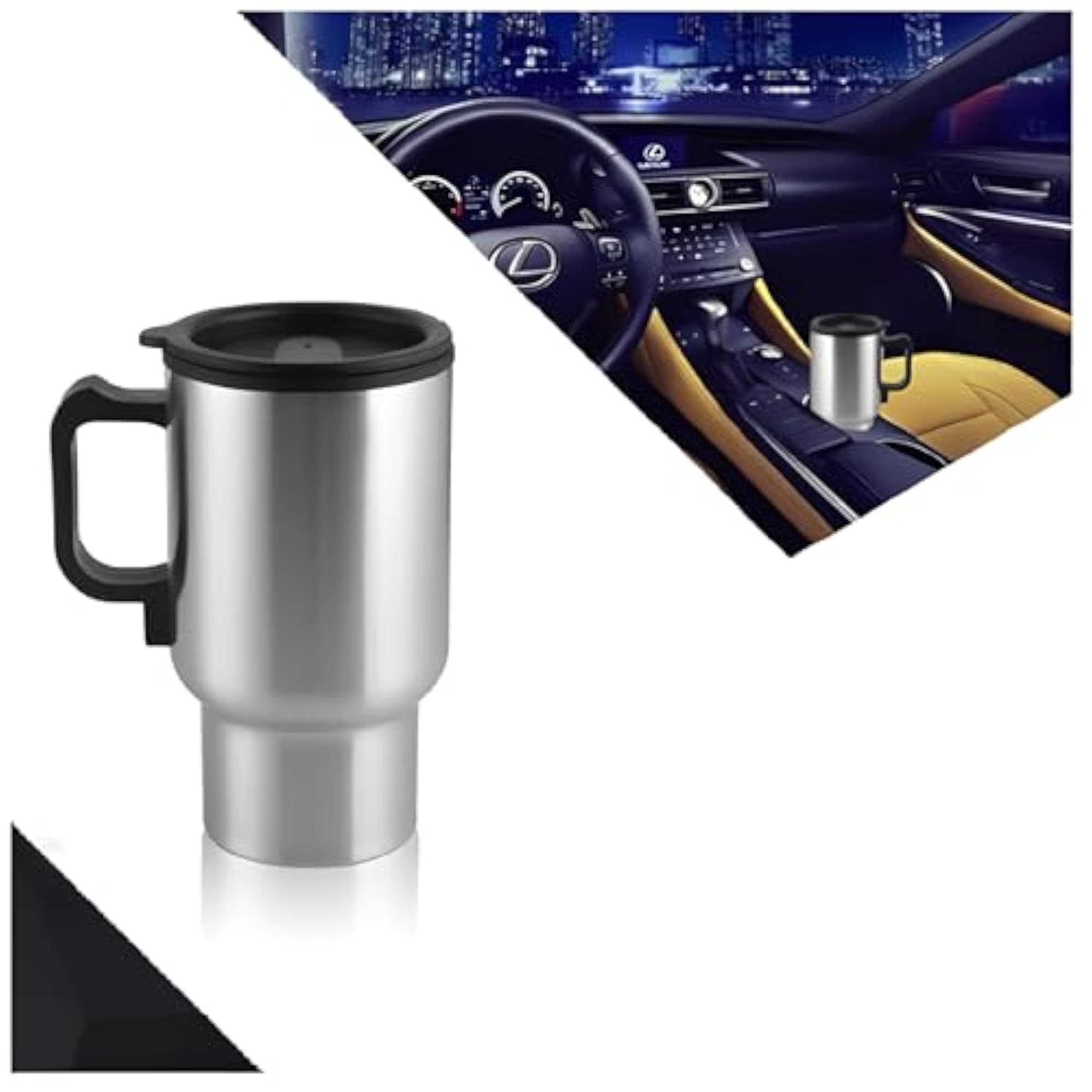 USB-Powered Car Travel Mug, Stainless Steel Electric Kettle