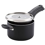 Farberware Neat Nest Space Saving Aluminum Nonstick Saucepan Set, Black, 6-Piece