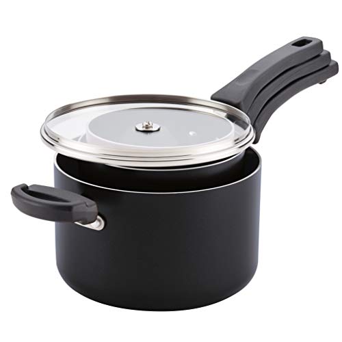 Farberware Neat Nest Space Saving Nonstick Saucepans/Pots and Pans Set/Dishwasher Safe, Made in The USA, 6 Piece, Black