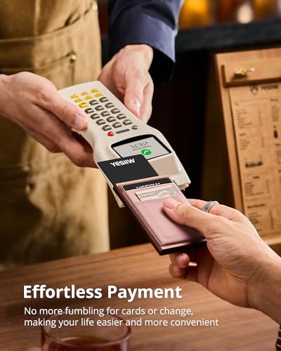 YESIIW Slim Money Pocket Wallets for Women, Minimalist Slim RFID Blocking Womens Front Pocket Wallet with 8 Card Slots Gift for Her Lady Girls Mocha Brown3