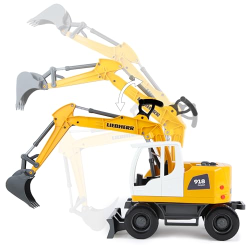 Lena Worxx Schaufelbagger Liebherr A918 Compact Litronic 48 cm, Bagger Spielzeug mit 360° drehbarem Arm… – Ansicht 2