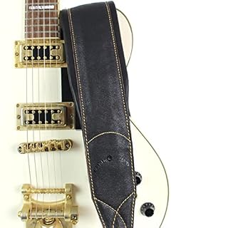 Walker And Williams C-22-DBLK Premium Sangle en cuir rembourré extra large Finition noire vieillie, Noir vieilli… - Les Beatles, Paul McCartney, John Lennon, RIngo Starr, George Harrison Walker And Williams C-22-DBLK Premium Sangle en cuir rembourré extra large Finition noire vieillie, Noir vieilli… – Image 4